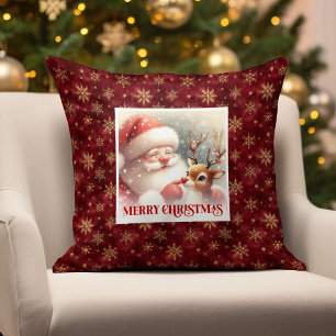 Adorable Santa Rudolph Xmas Pillow Holiday Spirit