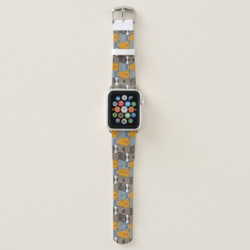 Adorable Sassy Cats Digital Art Pattern Apple Watch Band