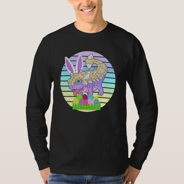 Adorable Saurus Dinosaur Bunny Ears Easter Dinosau T-Shirt (Front)