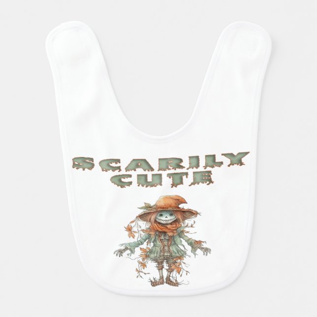 Adorable "Scarily Cute" Halloween Baby Bib (Front)