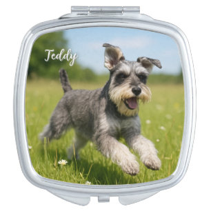 Adorable Schnauzer Personalized Compact Mirror