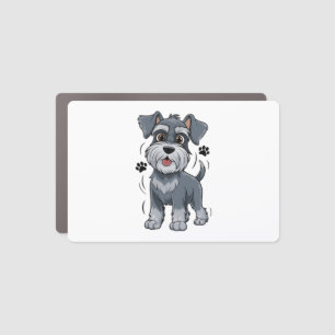 Adorable Schnauzer Pup Illustration With Big Eyes Car Magnet
