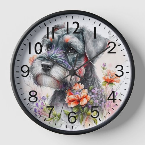 Adorable Schnauzer Puppy Dog Clock