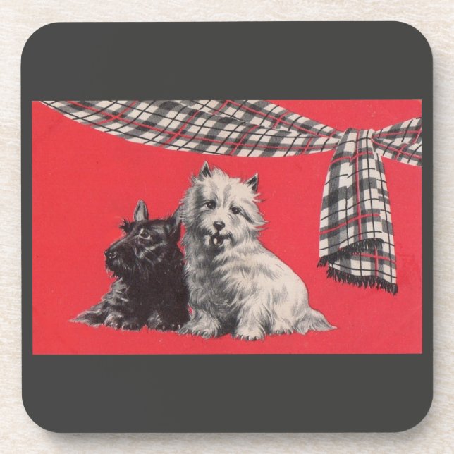 adorable Scottish terriers Beverage Coaster (Front)