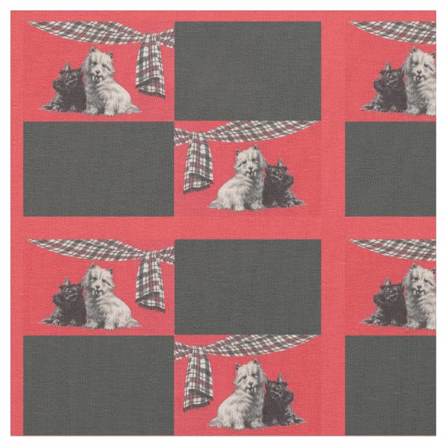 adorable Scottish terriers print Fabric (Close Up)