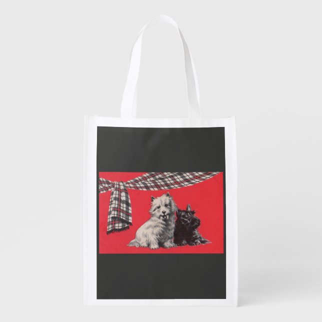 adorable Scottish terriers print Grocery Bag (Front)