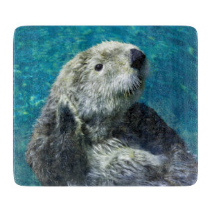 Adorable Sea Otter Cute Blue Water Cutting Board