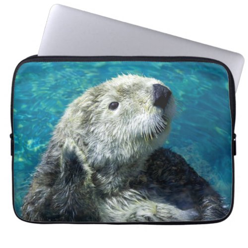 Adorable Sea Otter Cute Blue Water Laptop Sleeve