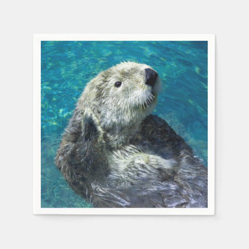 Adorable Sea Otter Cute Blue Water Napkins