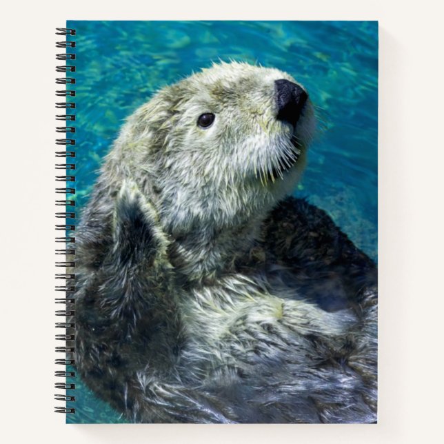 Adorable Sea Otter Cute Blue Water Notebook (Front)