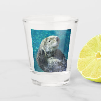 Adorable Sea Otter Cute Blue Water Shot Glass