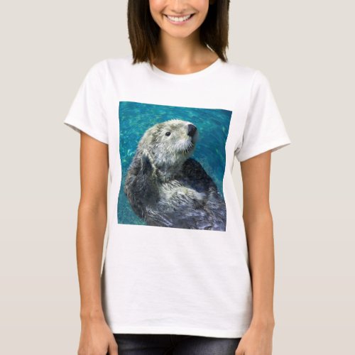 Adorable Sea Otter Cute Blue Water T_Shirt