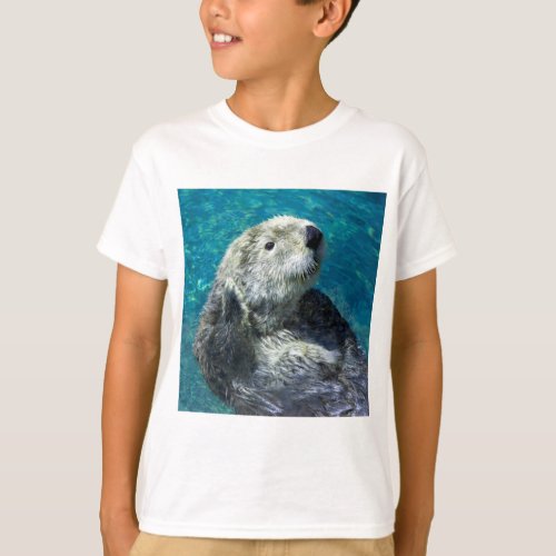 Adorable Sea Otter Cute Blue Water T_Shirt