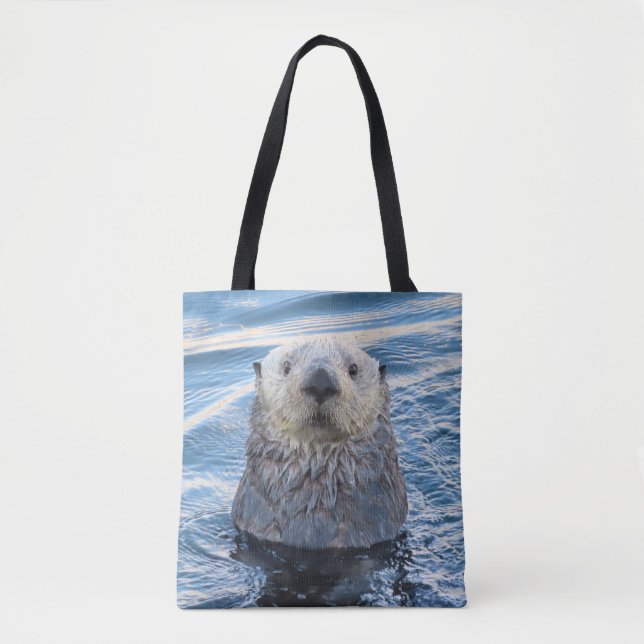 Adorable Sea Otter Peeks Tote Bag (Front)