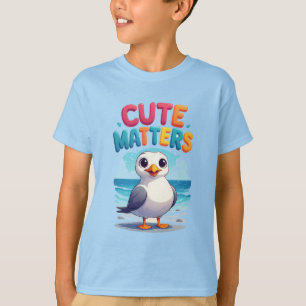 Adorable Seagull On Beach With Colorful Text T-Shirt
