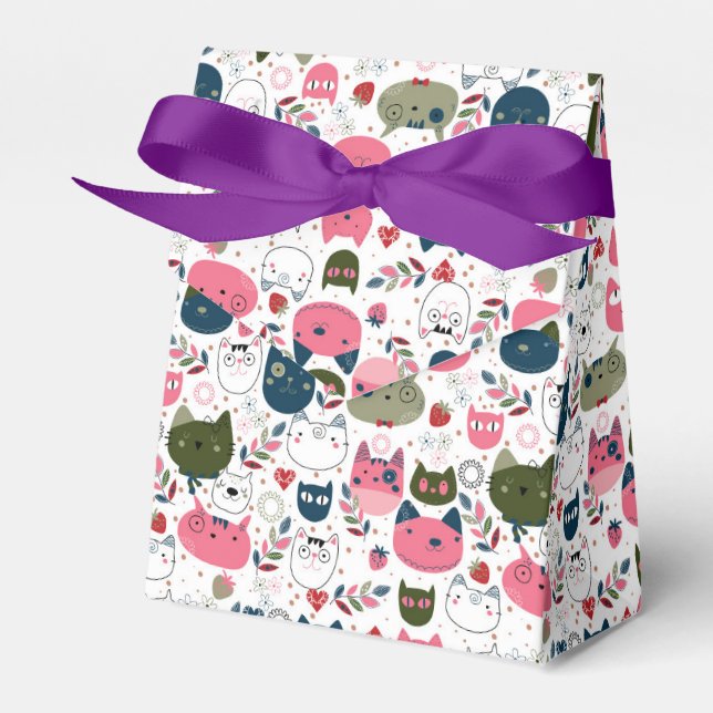 Adorable seamless cat head pattern Favor Box (Front Side)