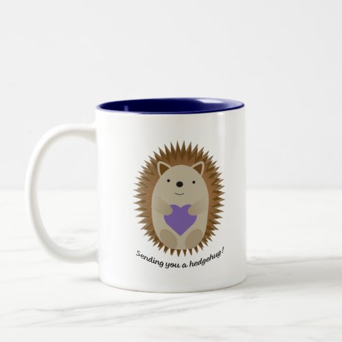 Adorable Sending You A Hedgehug Hedgehog Two_Tone Coffee Mug