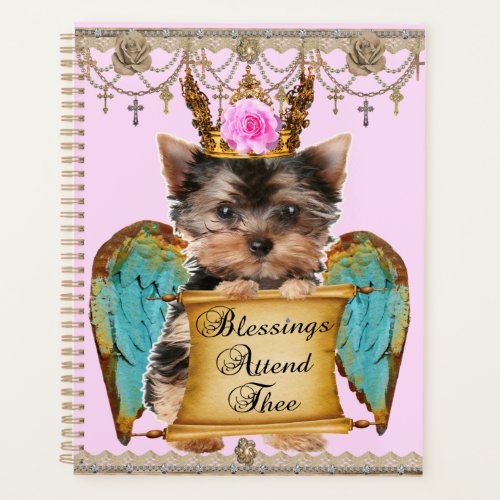 Adorable Shabby Chic Yorkie Angel Puppy Dog Planner