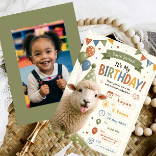 Adorable Sheep Birthday Party Invitation