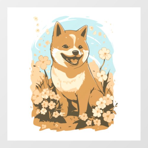 Adorable Shiba Inu T_shirt Art Print with Graphic  Floor Decals