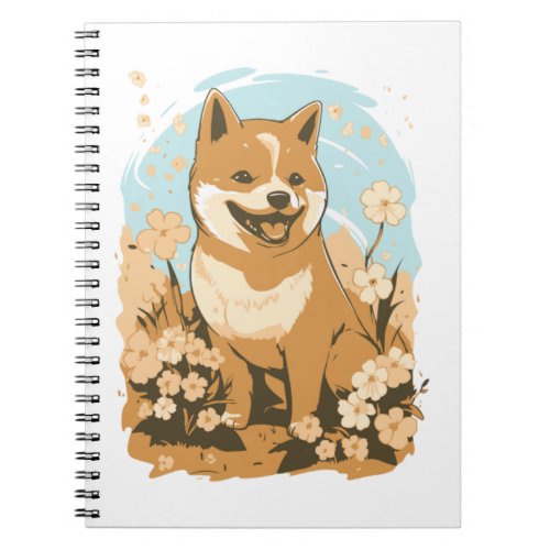 Adorable Shiba Inu T_shirt Art Print with Graphic  Notebook