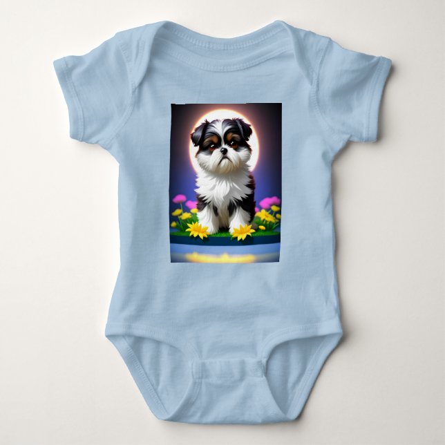 Adorable Shih Tzu Baby Bodysuit (Front)