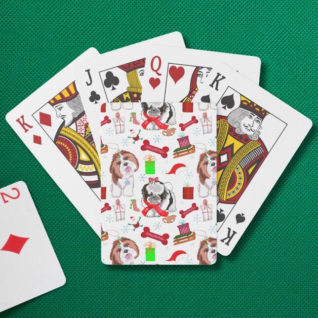 Adorable Shih Tzu Christmas Pattern Poker Cards (Creator Uploaded)