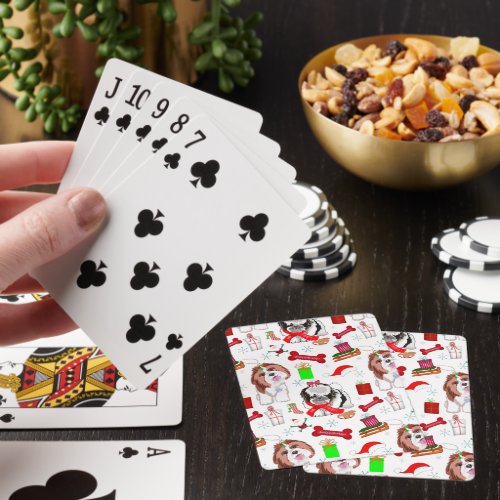 Adorable Shih Tzu Christmas Pattern Poker Cards