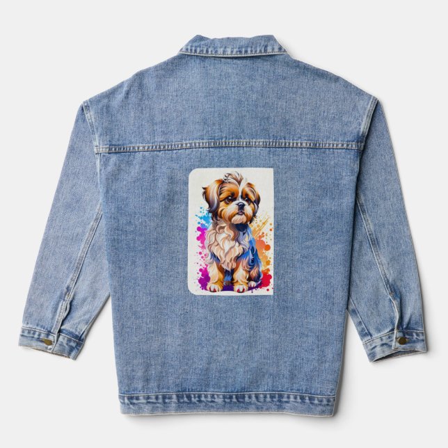 Adorable Shih Tzu Denim Jacket (Back)