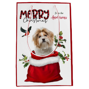Adorable Shih Tzu Dog Christmas Medium Gift Bag