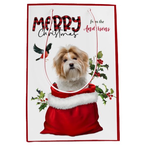 Adorable Shih Tzu Dog Christmas Medium Gift Bag
