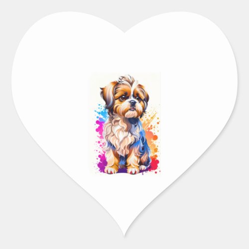 Adorable Shih Tzu Heart Sticker