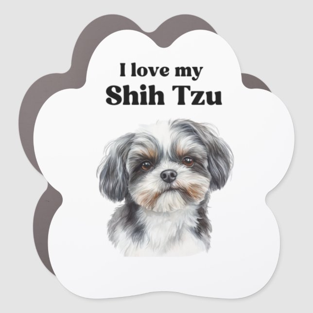Adorable Shih Tzu I love my dog Car Magnet (Front)