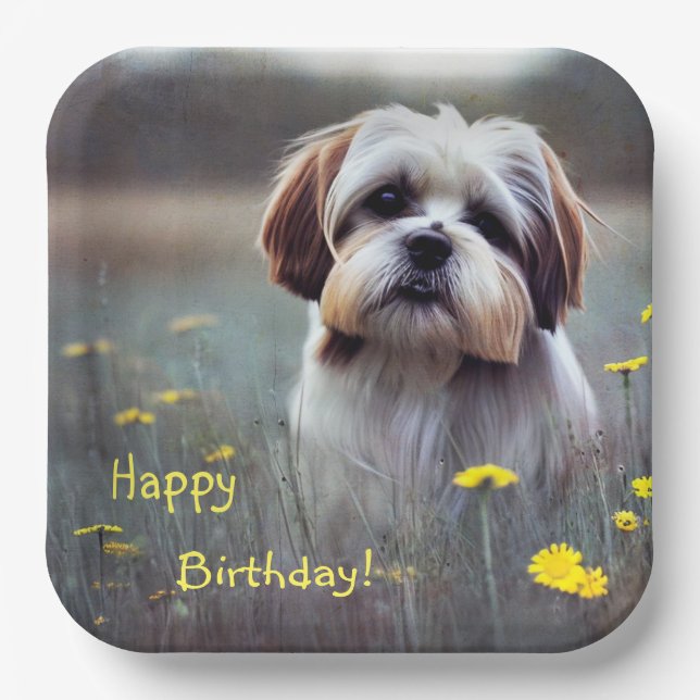 Adorable Shih Tzu  Paper Plates (Front)