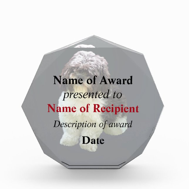 Adorable Shih Tzu Puppy Acrylic Award (Front)