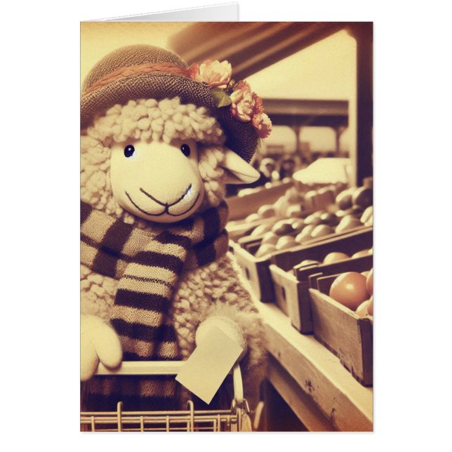 Adorable Shopping Sheep All Occassions Cards (Front)