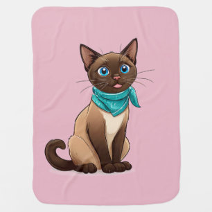 🐱 Adorable Siamese Cat Cozy Pet Lover 💙 Baby Blanket