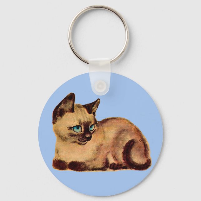 adorable Siamese cat kitten Keychain (Front)