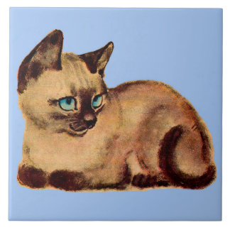 adorable Siamese cat kitten print Ceramic Tile
