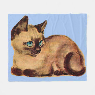 adorable Siamese cat kitten print Fleece Blanket