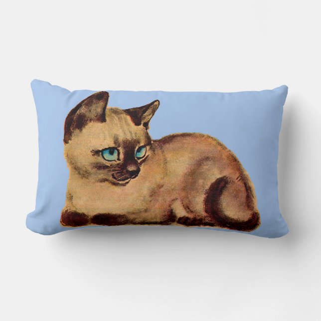 adorable Siamese cat kitten print Lumbar Pillow (Front)