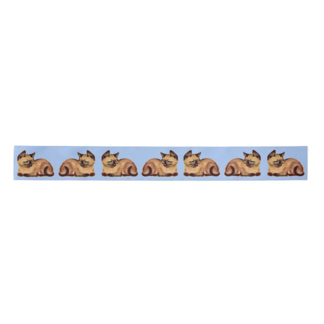 adorable Siamese cat kitten print Satin Ribbon (Front)
