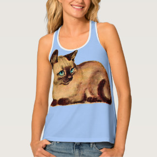 adorable Siamese cat kitten print Tank Top