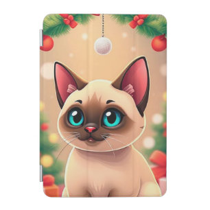 Adorable Siamese Cat with Christmas Decorations iPad Mini Cover