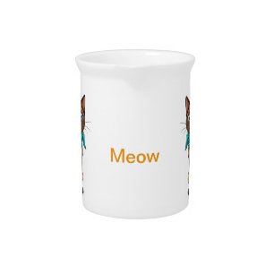 Adorable Siamese Cat With Turquoise Bandana Beverage Pitcher