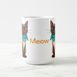 Adorable Siamese Cat With Turquoise Bandana Coffee Mug