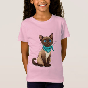Adorable Siamese Cat With Turquoise Bandana T-Shirt