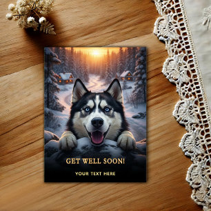 Adorable Siberian Husky Get Well  Postcard