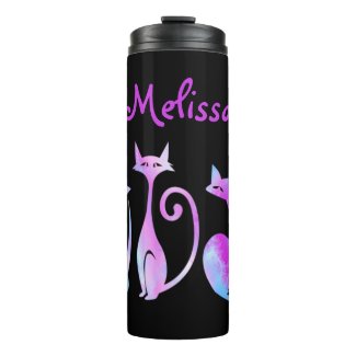 Adorable Silhouette Of Cats Thermal Tumbler