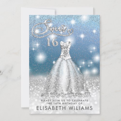 Adorable silver dress charming  glittery ombre  in invitation